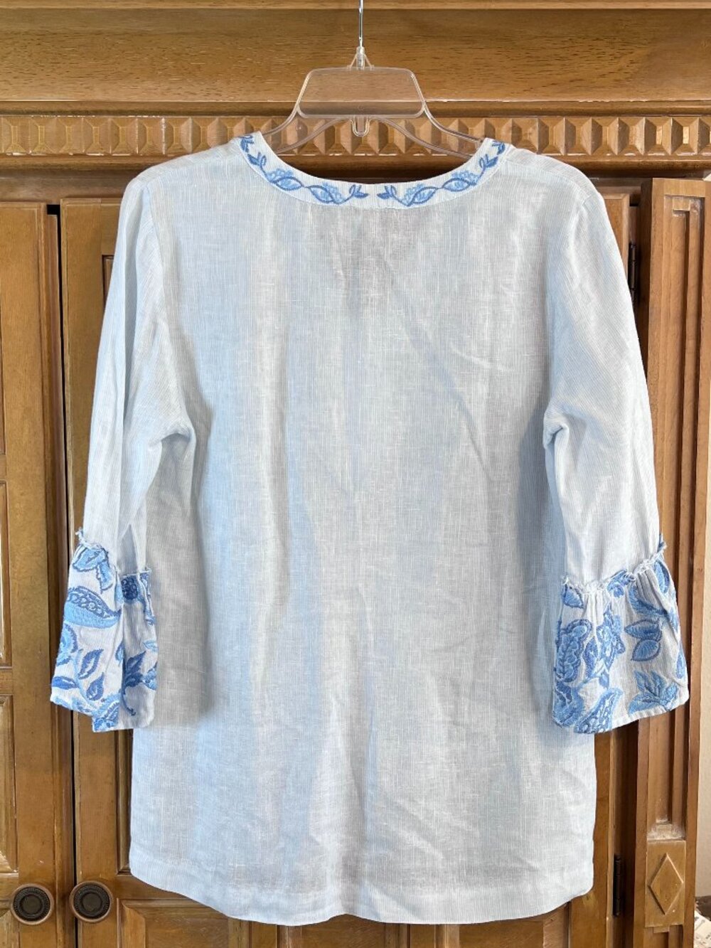 J. Mclaughlin Womens Cotton Embroidered Beach Resort 3/4 Sleeve V Neck Tunic S - Picture 3 of 5
